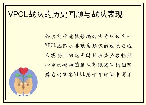 VPCL战队的历史回顾与战队表现